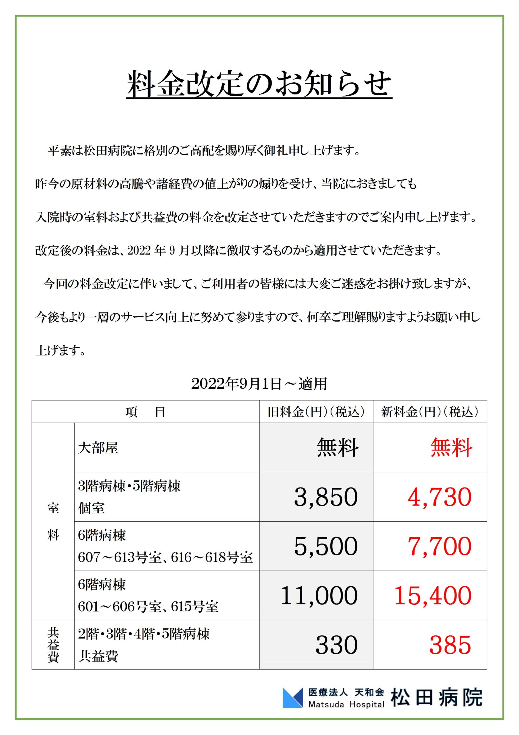 料金改定のお知らせ テンプレート – 価格改定のお願い – …